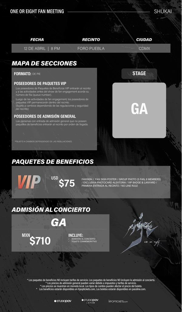 ONE OR EIGHT - CDMX - CONCERT ADMISSION