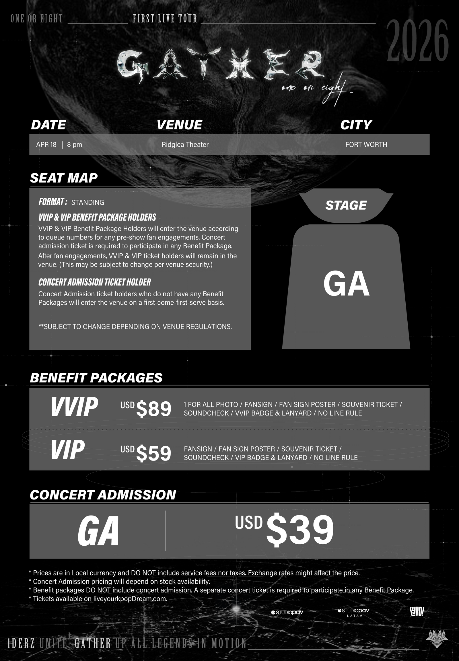 ONE OR EIGHT 2026 - FORT WORTH - CONCERT ADMISSION – Kpop Tickets