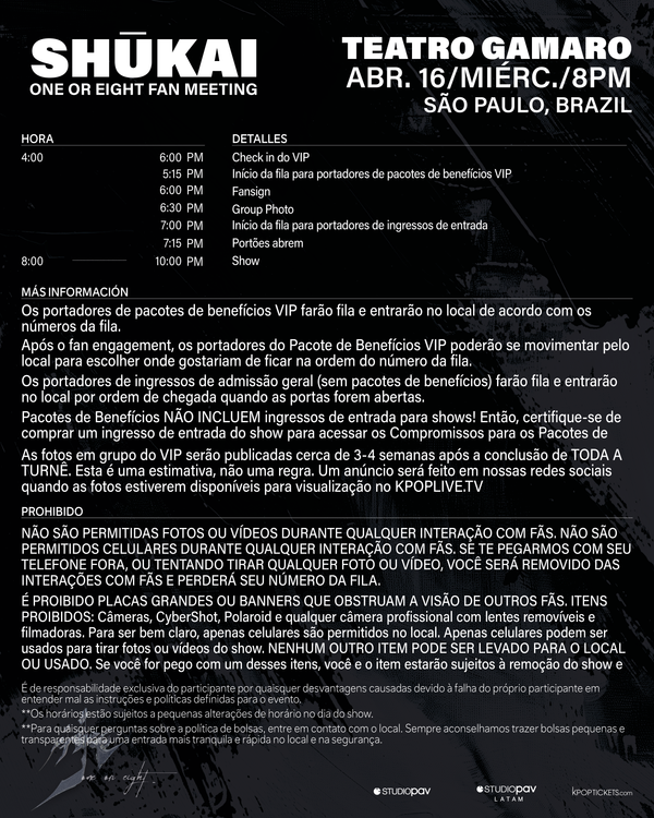 ONE OR EIGHT - SÃO PAULO - VIP BENEFIT PACKAGE