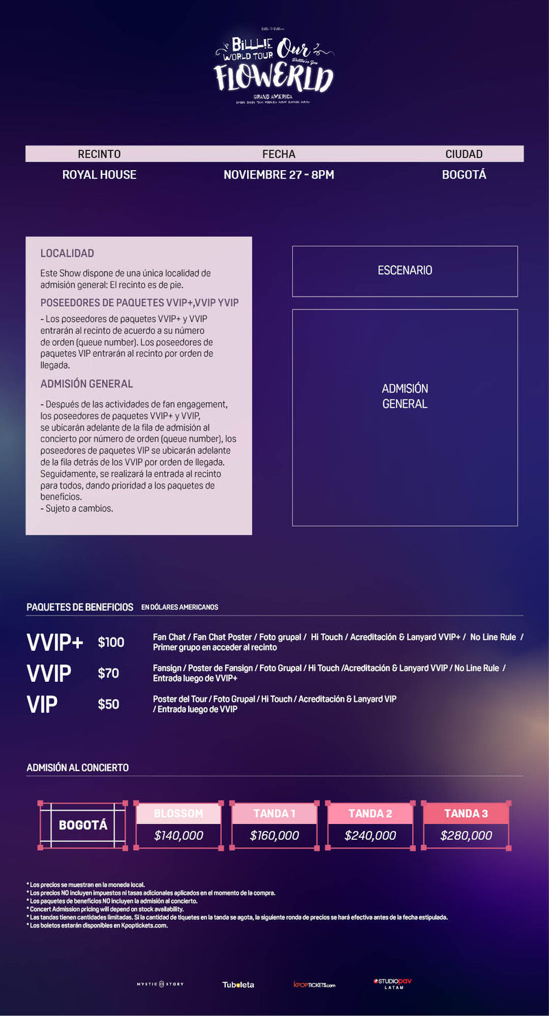 BILLLIE - BOGOTA - VVIP BENEFIT PACKAGE