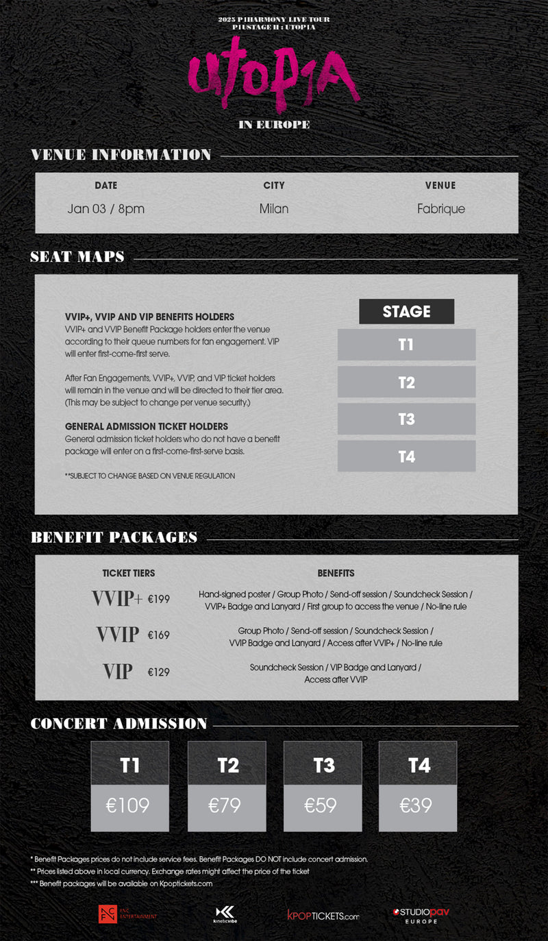 P1HARMONY - MILAN - VVIP BENEFIT PACKAGE