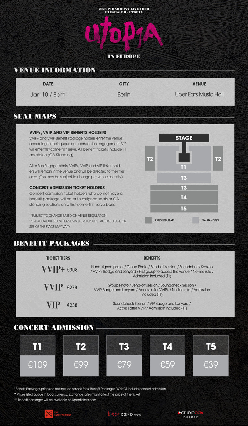 P1HARMONY - BERLIN - VIP BENEFIT PACKAGE (Includes T1 Admission)