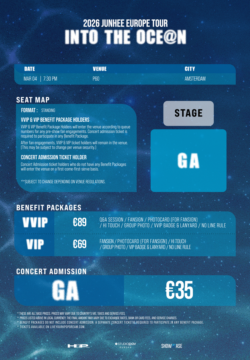 JUNHEE - AMSTERDAM - VIP BENEFIT PACKAGE – Kpop Tickets