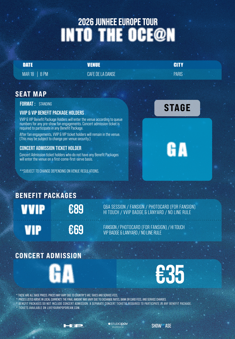 JUNHEE - PARIS - CONCERT ADMISSION – Kpop Tickets