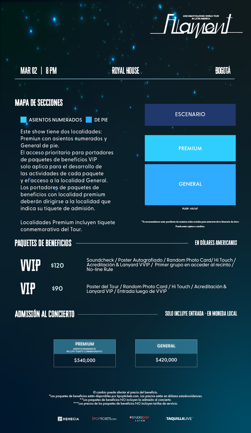 KIM HYUN JOONG - BOGOTA - CONCERT ADMISSION