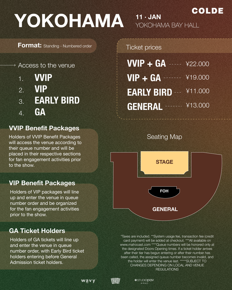 COLDE - YOKOHAMA - CONCERT ADMISSION